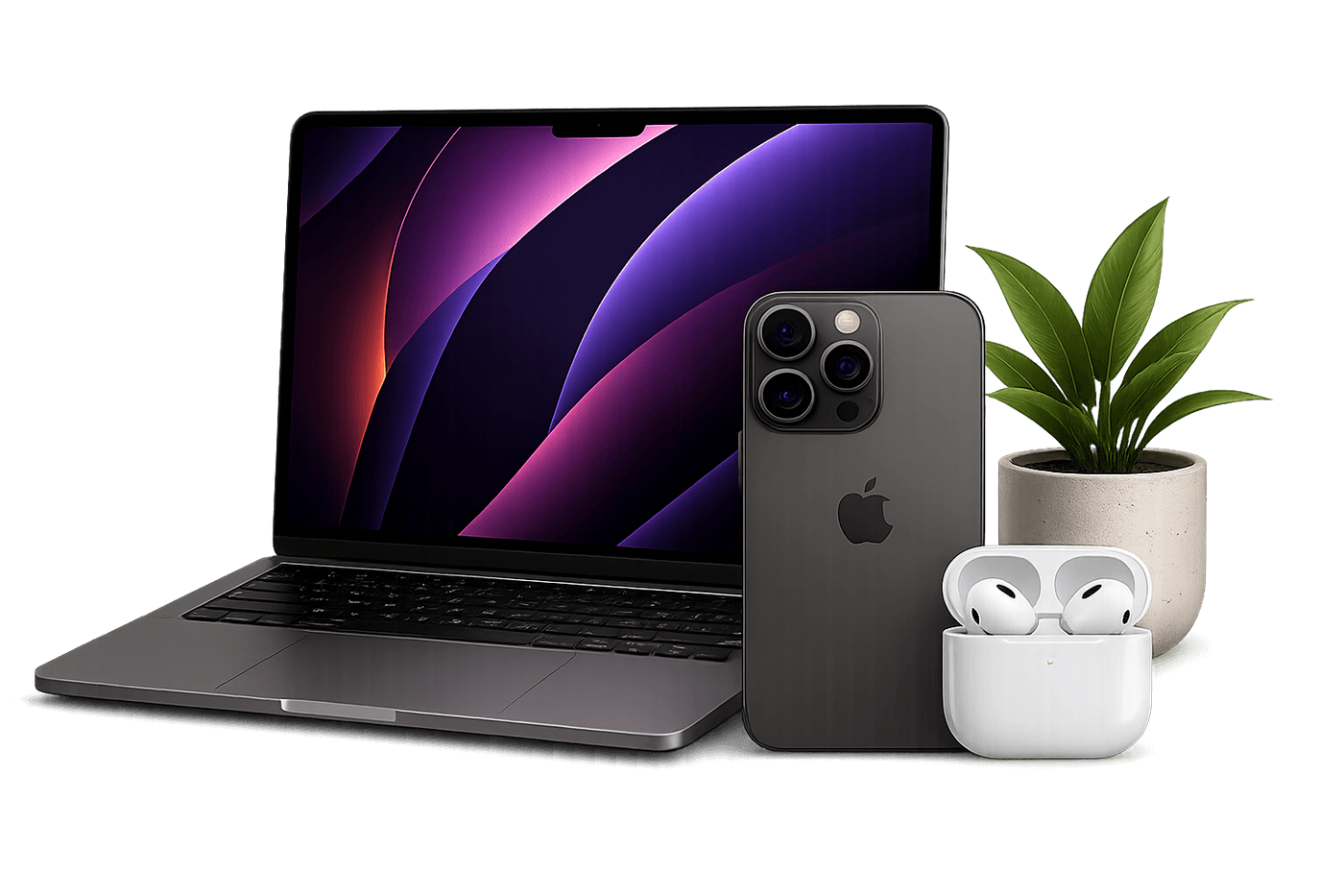 MacBook, iPhone, AirPods