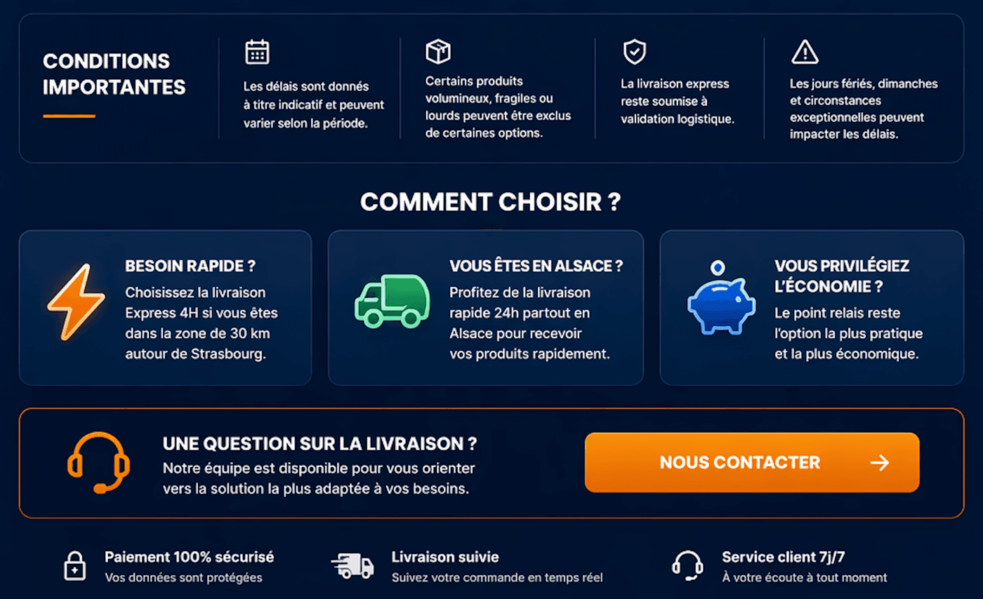 Conditions de livraison, comment choisir, service client