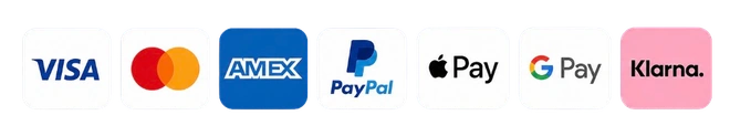 Moyens de paiement : Visa, Mastercard, American Express, PayPal, Apple Pay, Google Pay, Klarna